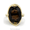 Oval Quartz Ring in Raised Curved Pointed Mounting in 10k Yellow Gold - Thumbnail 1