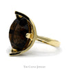 Oval Quartz Ring in Raised Curved Pointed Mounting in 10k Yellow Gold - Thumbnail 3