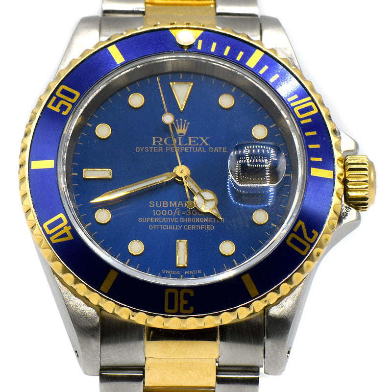 Rolex Submariner 16613 with Blue Dial and Blue Bezel in Stainless Steel and 18k Gold