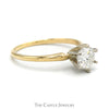 1.01ct Round Diamond Solitaire Engagement Ring in 14k Yellow Gold Tiffany Mounting - I1, I - Thumbnail 3