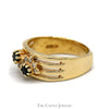 Double Sapphire Ring with Interwoven Row of Diamond Accents in 14k Yellow Gold - Thumbnail 3