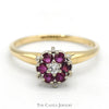 Round Shaped Ruby and Diamond Cluster Ring in 14k Yellow Gold - Thumbnail 1