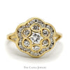 Flower Shaped Diamond Cluster Ring in 14k Yellow Gold Split Shank - Thumbnail 1