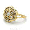 Flower Shaped Diamond Cluster Ring in 14k Yellow Gold Split Shank - Thumbnail 4