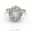 1.25cttw Round & Baguette Diamond Cluster Ring in 14k White Gold - Thumbnail 1
