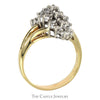 1cttw Diamond Diagonal Waterfall Cluster Ring in 14k Yellow Gold Curved Split Shank Setting - Thumbnail 2