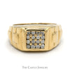 Men's Square Shaped Diamond Cluster Ring in 10k Yellow Gold - Thumbnail 1