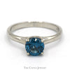 Round Blue Topaz Solitaire Engagement Ring in 14k White Gold - Thumbnail 1