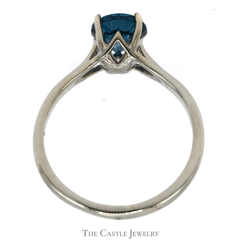 Round Blue Topaz Solitaire Engagement Ring in 14k White Gold