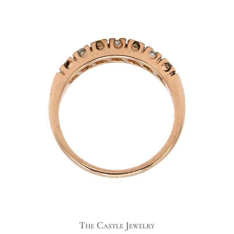 1/2cttw Round White and Cocoa Diamond Band in 14k Rose Gold