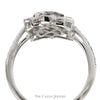 Vintage Style Sapphire Shield Ring with Diamond Accents in 14k White Gold - Thumbnail 3