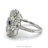 Vintage Style Sapphire Shield Ring with Diamond Accents in 14k White Gold - Thumbnail 2