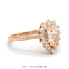 Pear Cut Morganite Engagement Ring with Diamond Halo in 14k Rose Gold - Thumbnail 3