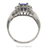 Oval Tanzanite Ring with 1/2cttw Diamond Halo and Accents in Crossover Designed 14k White Gold Setting - Thumbnail 2
