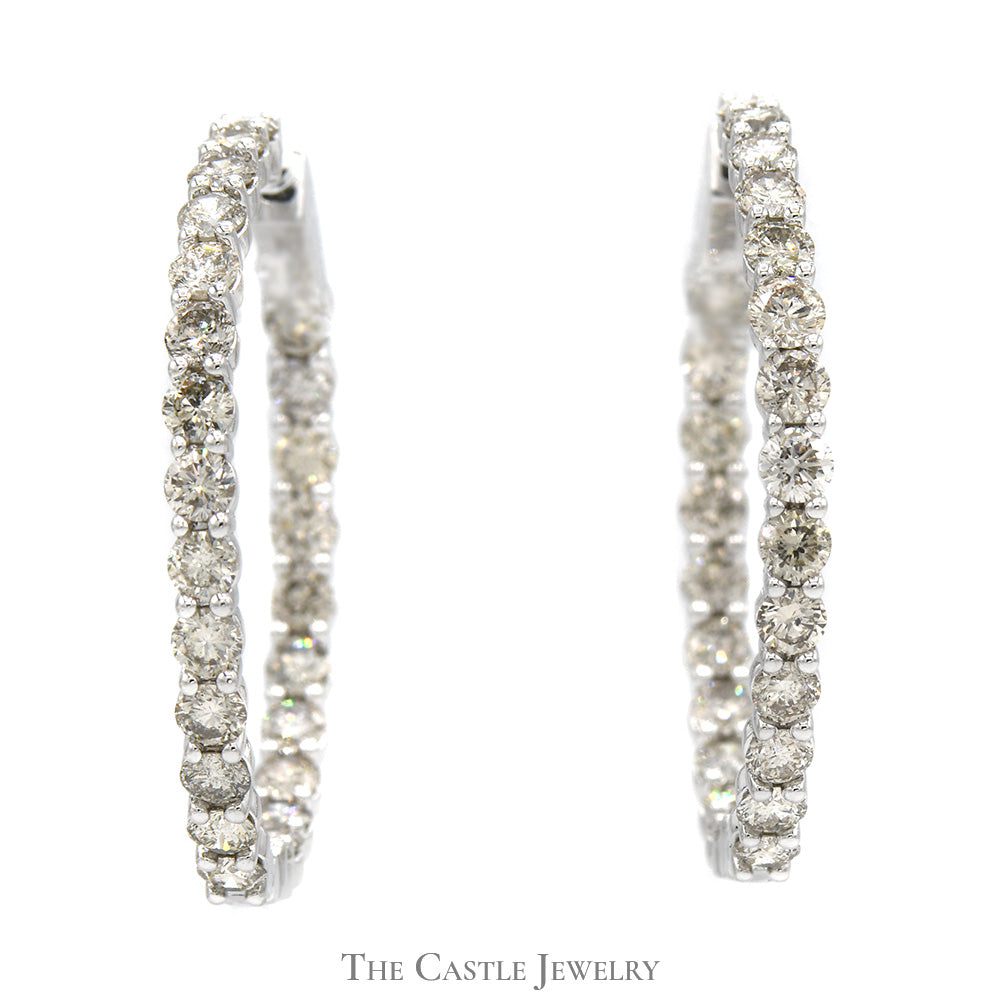 Hollywood Hoop In and Out 10cttw Diamond Earrings in 14k White Gold