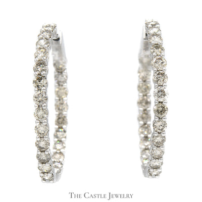 Hollywood Hoop In and Out 10cttw Diamond Earrings in 14k White Gold