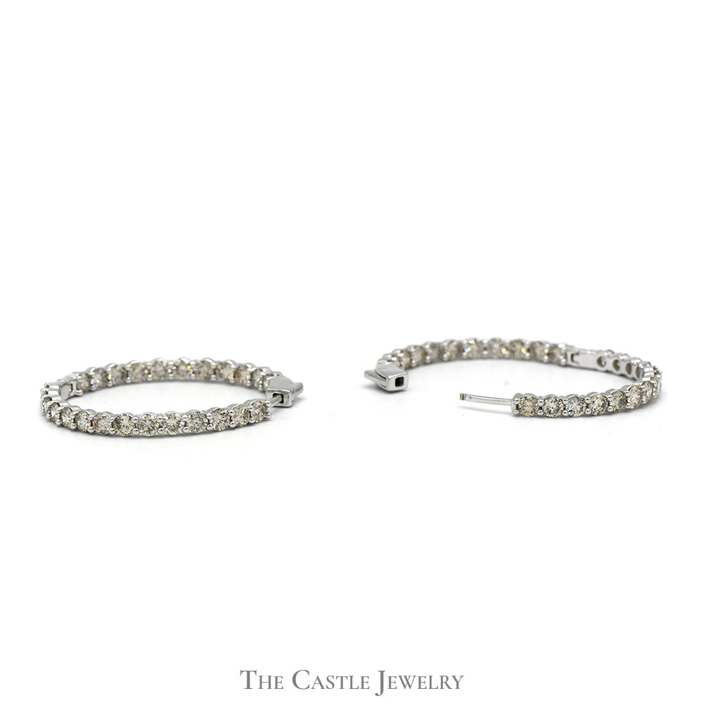 Hollywood Hoop In and Out 10cttw Diamond Earrings in 14k White Gold