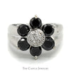2.5cttw Black and White Diamond Flower Cluster Ring in 10k White Gold - Thumbnail 1