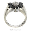 2.5cttw Black and White Diamond Flower Cluster Ring in 10k White Gold - Thumbnail 2