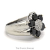 2.5cttw Black and White Diamond Flower Cluster Ring in 10k White Gold - Thumbnail 3