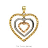 Tri-Gold Triple Heart Pendant in 10k Yellow, Rose and White Gold - Thumbnail 1