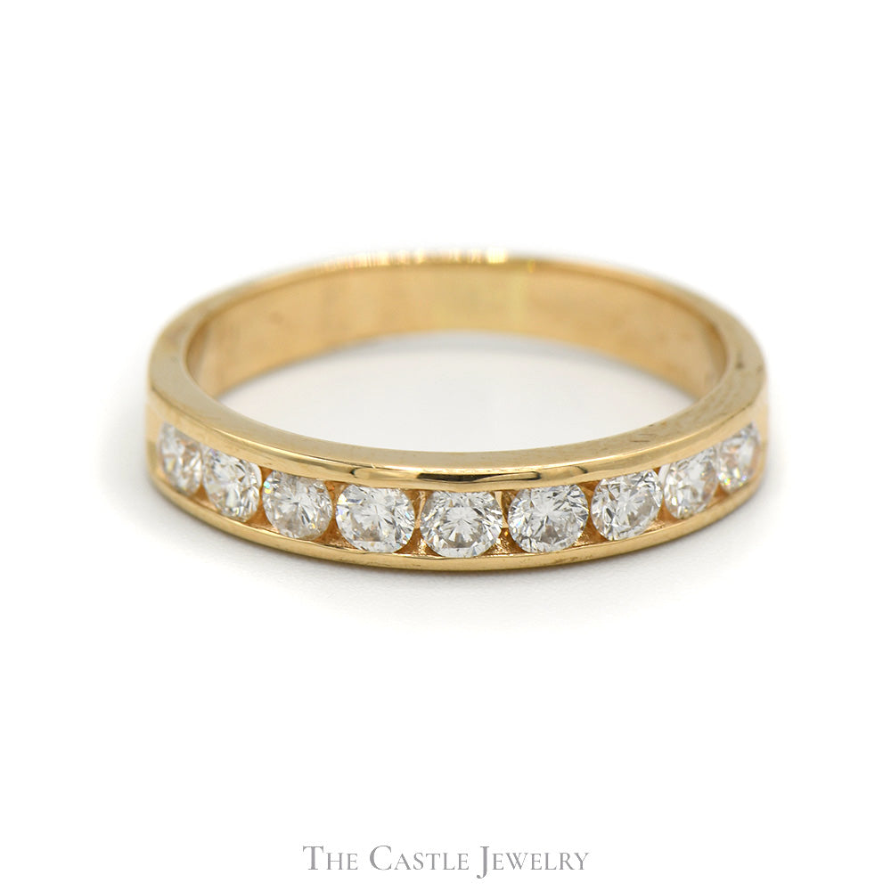 3/4cttw Channel Set 9 Round Diamond Band in 14k Yellow Gold - Size 8