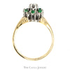 Round Shaped Emerald and Diamond Cluster Ring in 14k Yellow Gold - Thumbnail 2