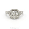 Square Shaped Diamond Cluster Ring with Diamond Halo and Accents in 14k White Gold - Thumbnail 1