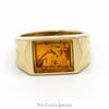 Men's Rectangular Amber Ring in Arrow Designed 14k Yellow Gold Mounting - Thumbnail 1