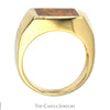 Men's Rectangular Amber Ring in Arrow Designed 14k Yellow Gold Mounting - Thumbnail 2