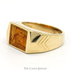 Men's Rectangular Amber Ring in Arrow Designed 14k Yellow Gold Mounting - Thumbnail 3