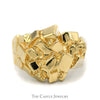 Men's Nugget Designed Ring in Solid 14k Yellow Gold - Thumbnail 1