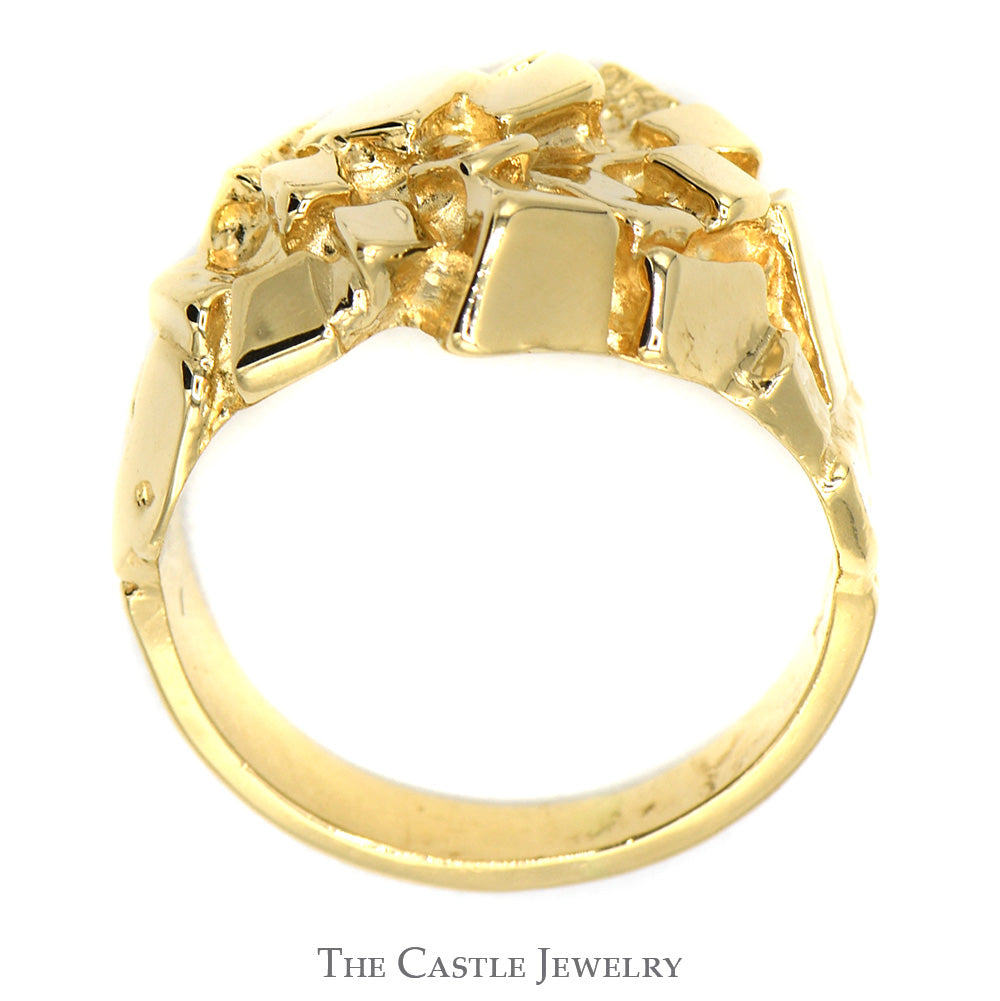 Men's Nugget Designed Ring in Solid 14k Yellow Gold
