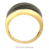 5 Row Black Enamel Striped Ring in 14k Yellow Gold Tapered Setting - Thumbnail 2