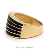 5 Row Black Enamel Striped Ring in 14k Yellow Gold Tapered Setting - Thumbnail 3