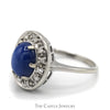 Cabochon Lindy Star Ring with Diamond Halo in 14k White Gold - Thumbnail 3