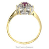 Round Ruby Ring with Diamond Halo in 10k Yellow Gold - Thumbnail 2