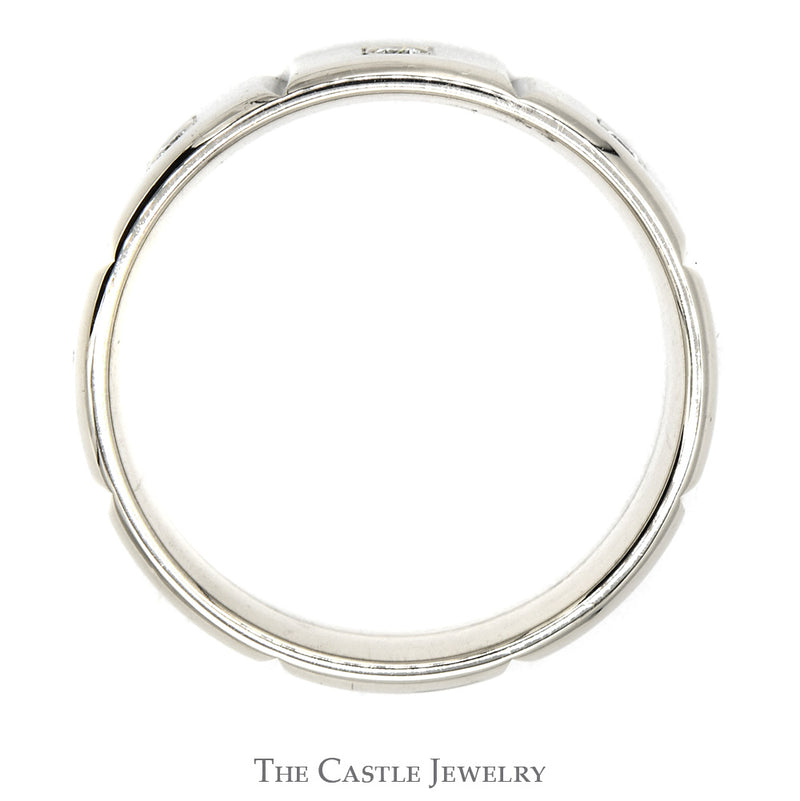 Men's 6mm Wide Flat Set Diamond Eternity Band in 14k White Gold