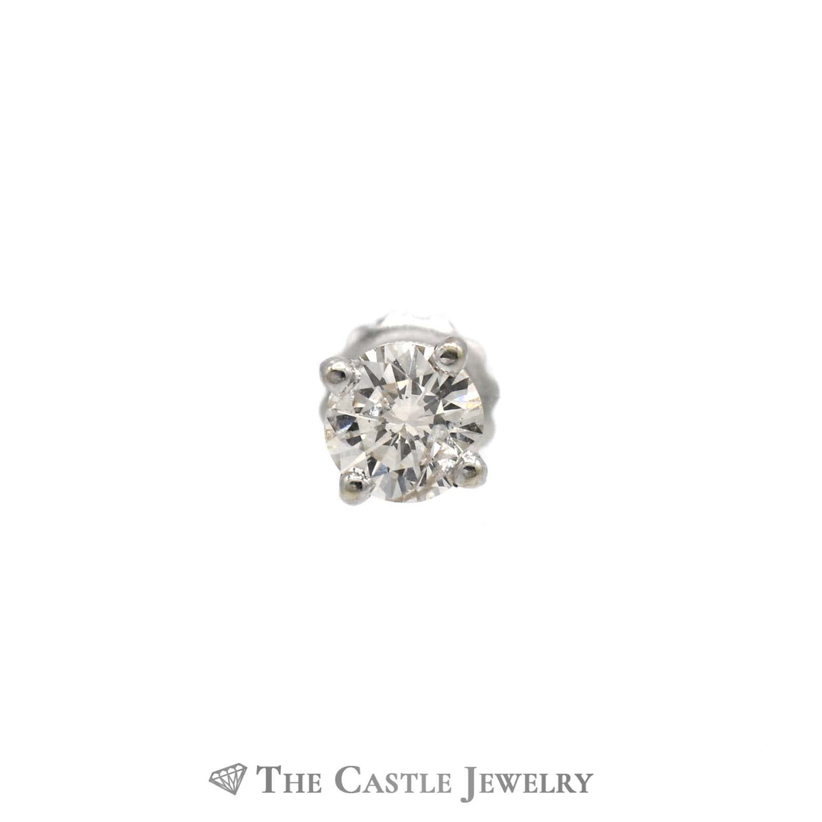 Single .47ct Round Brilliant Cut Diamond Stud in 14K White Gold