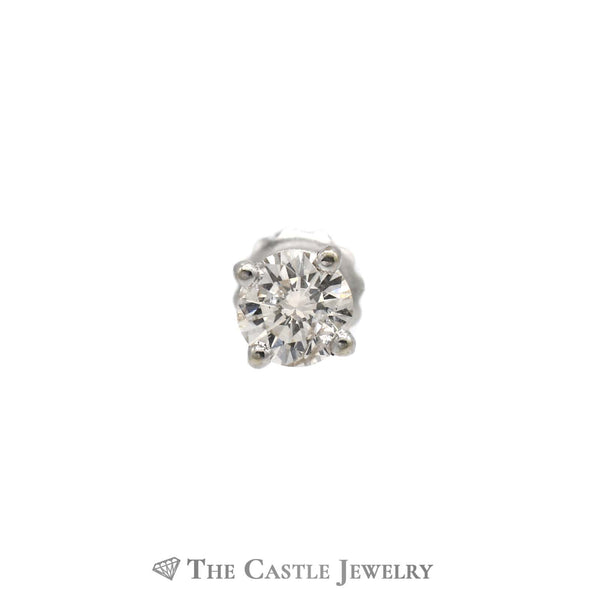 Single .47ct Round Brilliant Cut Diamond Stud in 14K White Gold
