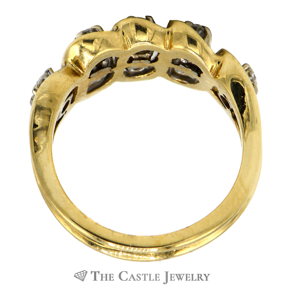 1/2cttw Diamond Cluster Ring with Swirled Setting in 18k Yellow Gold