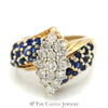 Marquise Shaped Diamond Cluster and Synthetic Sapphire Cluster Ring in 10k Yellow Gold - Thumbnail 1