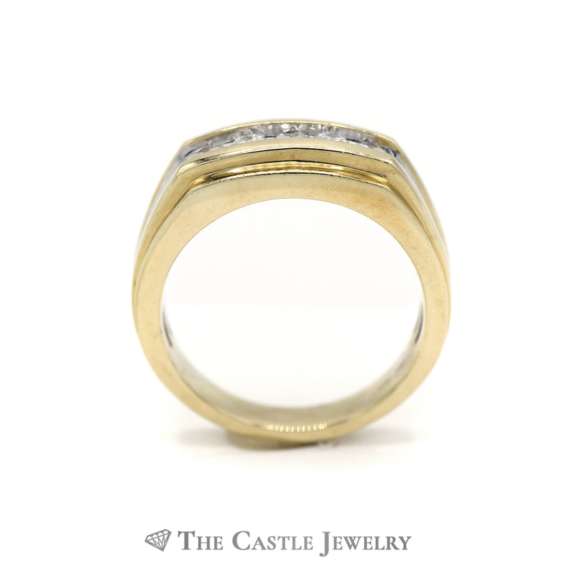 Men's Nick Set 1/2cttw 5 Diamond Band in 10k Two Tone Gold
