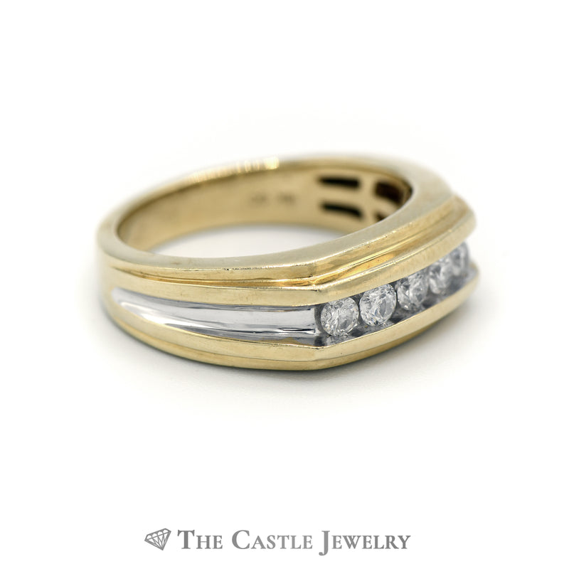 Men's Nick Set 1/2cttw 5 Diamond Band in 10k Two Tone Gold