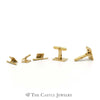 Diamond Cuff Links and Shirt Buttons Set in 14K Yellow Gold - Thumbnail 4
