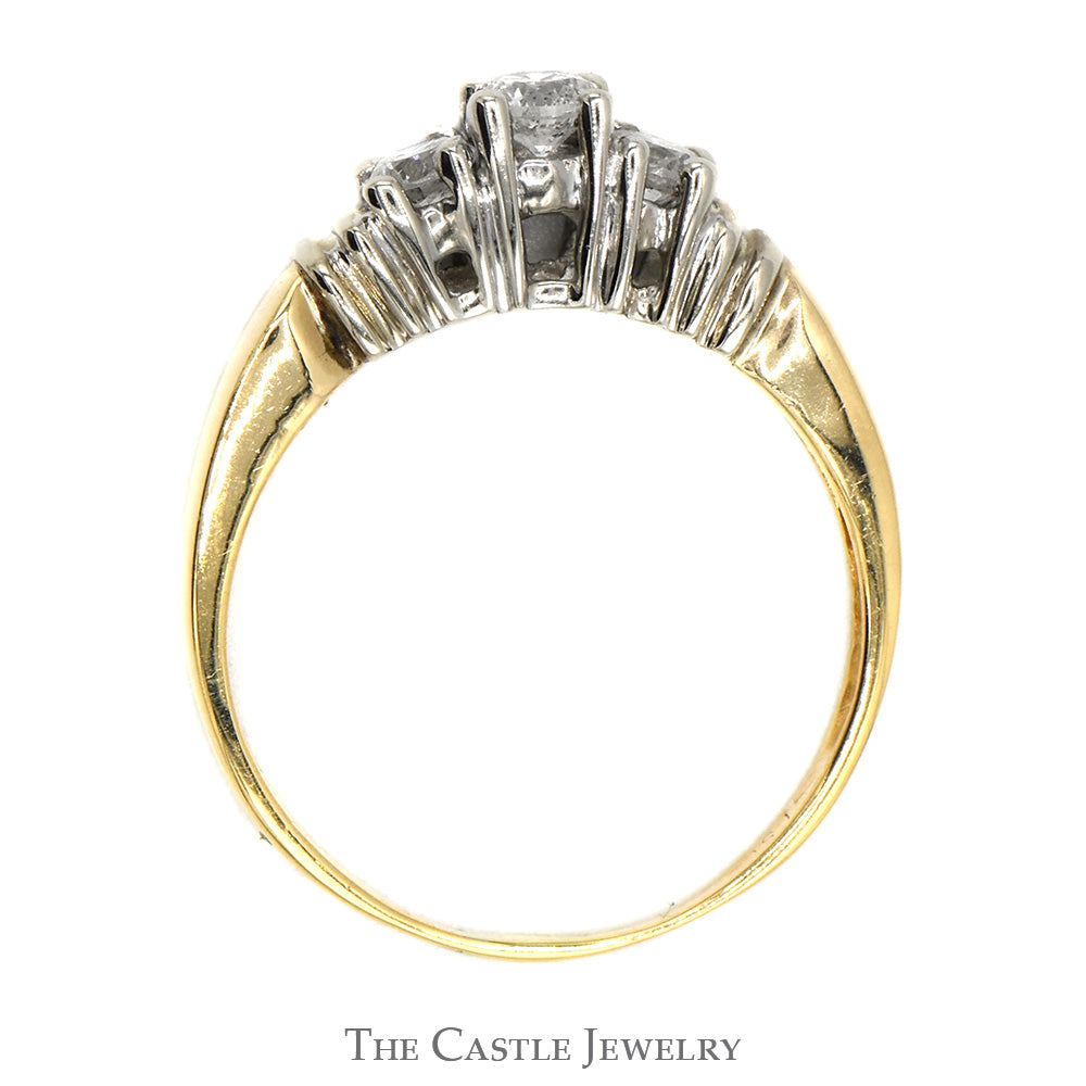 1/2cttw Three Stone Diamond Engagement Ring in 14k Yellow Gold