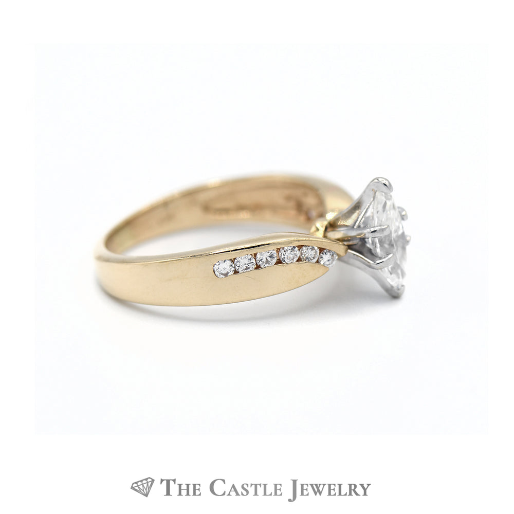 Marquise Center Cut Diamond with Diamond Accents in 14kt Yellow Gold