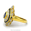 Pear Shaped Sapphire Ring with Diamond & Sapphire Halo in 18k Yellow Gold - Thumbnail 3