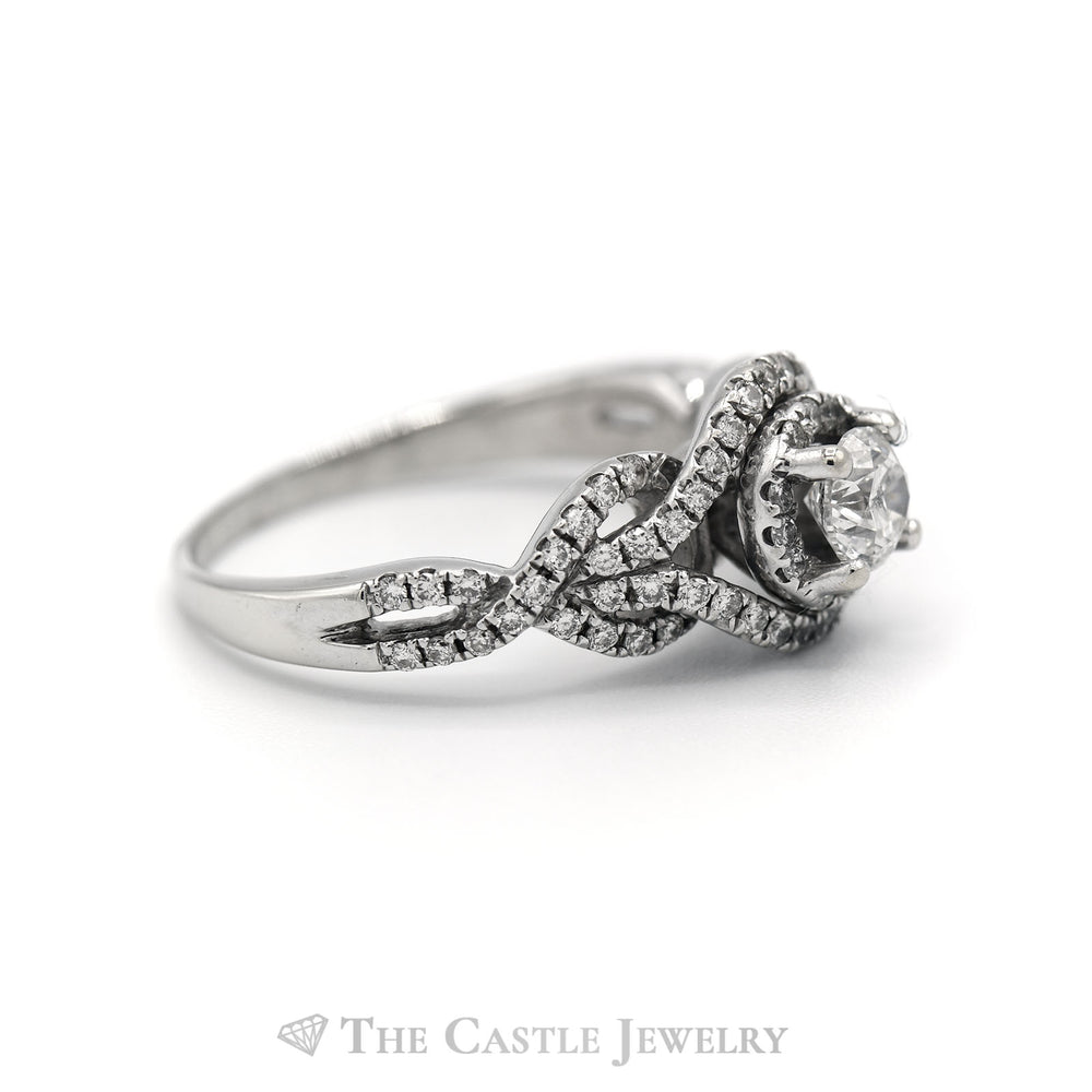 1CTTW Diamond Engagement Ring with Accents in 14KT White Gold