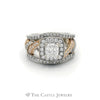 2.44CTTW Diamond Halo Engagement Ring with Soldered Bands in 14KT Rose & White Gold - Thumbnail 1